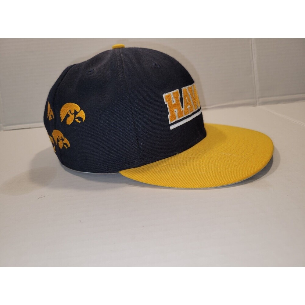Vintage Big Play Iowa Hawkeyes "HAWKS"‎ Snapback Hat Mens Black Yellow Bird